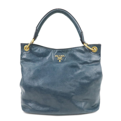 PRADA Logo Leather Shoulder Bag Hand Bag Blue