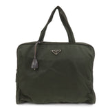 PRADA Triangle Logo Nylon Brief Case Tote Bag Khaki B8493