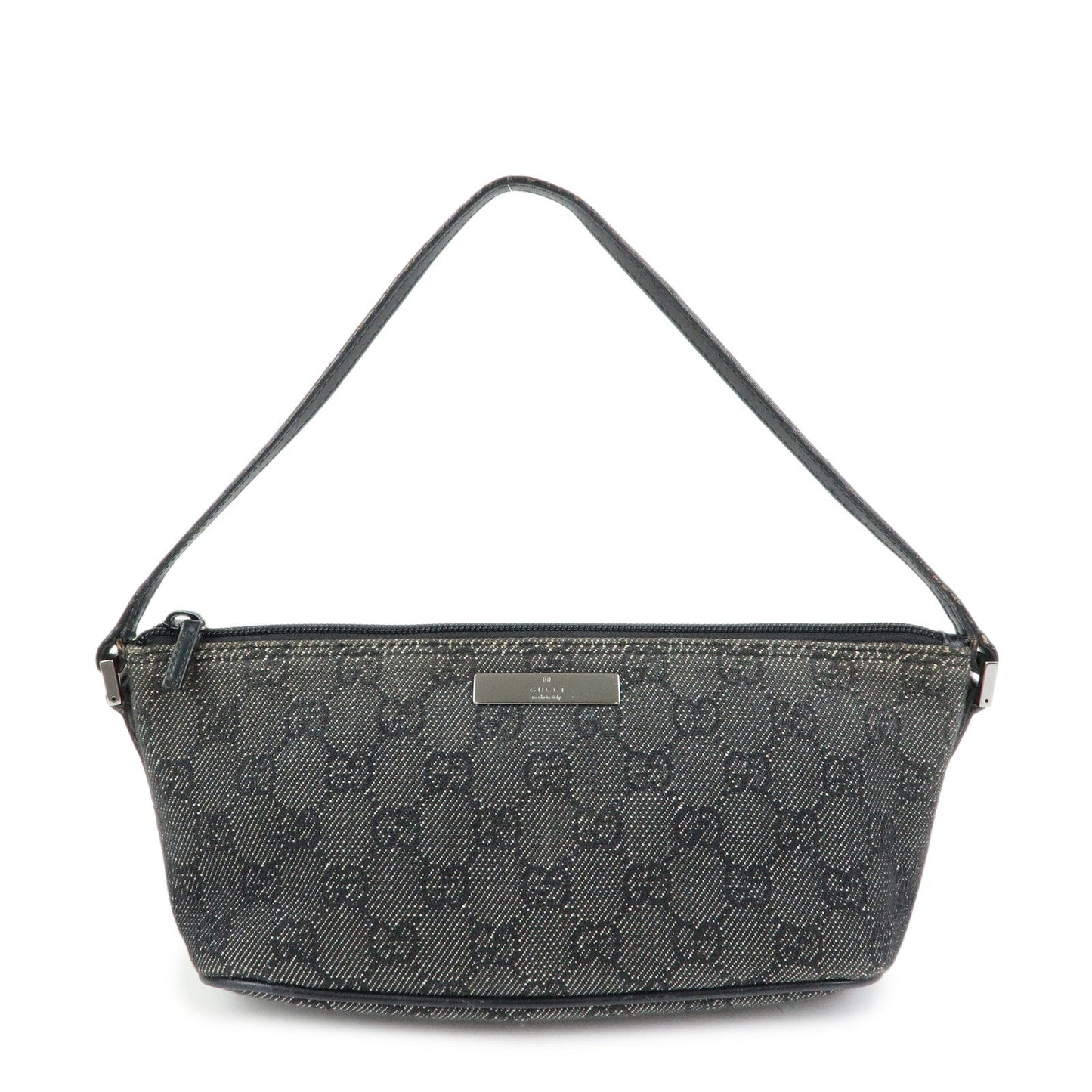 GUCCI Boat Bag GG Canvas Leather Accessory Pouch Black 07198