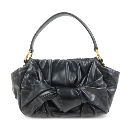 PRADA Triangle Logo Leather 2Way Bag Hand Bag Black BN1642