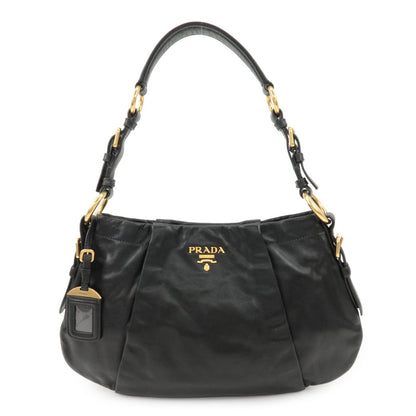 PRADA Logo Leather Shoulder Bag Hand Bag Black BR4930  d