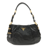 PRADA Logo Leather Shoulder Bag Hand Bag Black BR4930  d