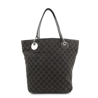 GUCCI GG Monogram Canvas Leather Tote Bag Hand Bag Black 120836