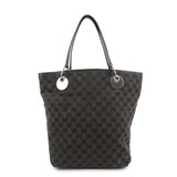 GUCCI GG Monogram Canvas Leather Tote Bag Hand Bag Black 120836