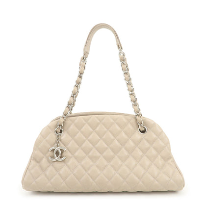 CHANEL Mademoiselle Caviarskin Shoulder Bag Hand Bag Greige Silver