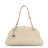 CHANEL Mademoiselle Caviarskin Shoulder Bag Hand Bag Greige Silver