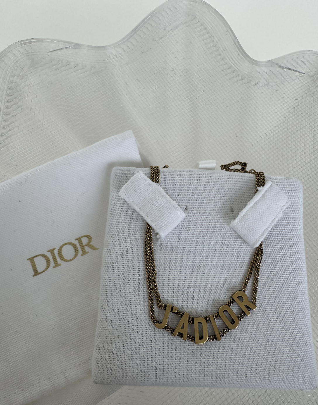 CHRISTIAN DIOR Metal J'Adior Choker Necklace Aged Gold