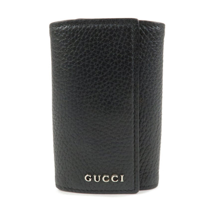 GUCCI Logo Leather 6 Rings Key Case Key Holder Black 771156