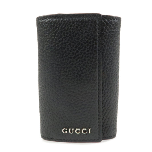 GUCCI Logo Leather 6 Rings Key Case Key Holder Black 771156