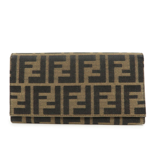 FENDI Zucca Canvas Bi-fold Long Wallet Black Brown 8M0009