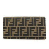 FENDI Zucca Canvas Bi-fold Long Wallet Black Brown 8M0009