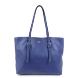 PRADA Triangle Logo Saffiano Leather Tote Shoulder Bag Blue 1BG133