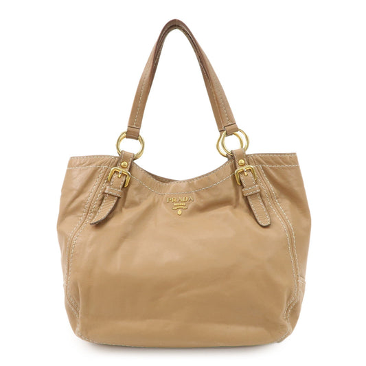 PRADA Leather Shoulder Bag Hand Bag Shoulder Bag Beige Gold BR4691  d