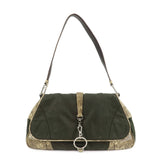 PRADA Triangle Logo Nylon Shoulder Bag Hand Bag Khaki B10738