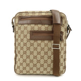 GUCCI GG Canvas Leather Shoulder Bag Crossbody Bag Brown 92551