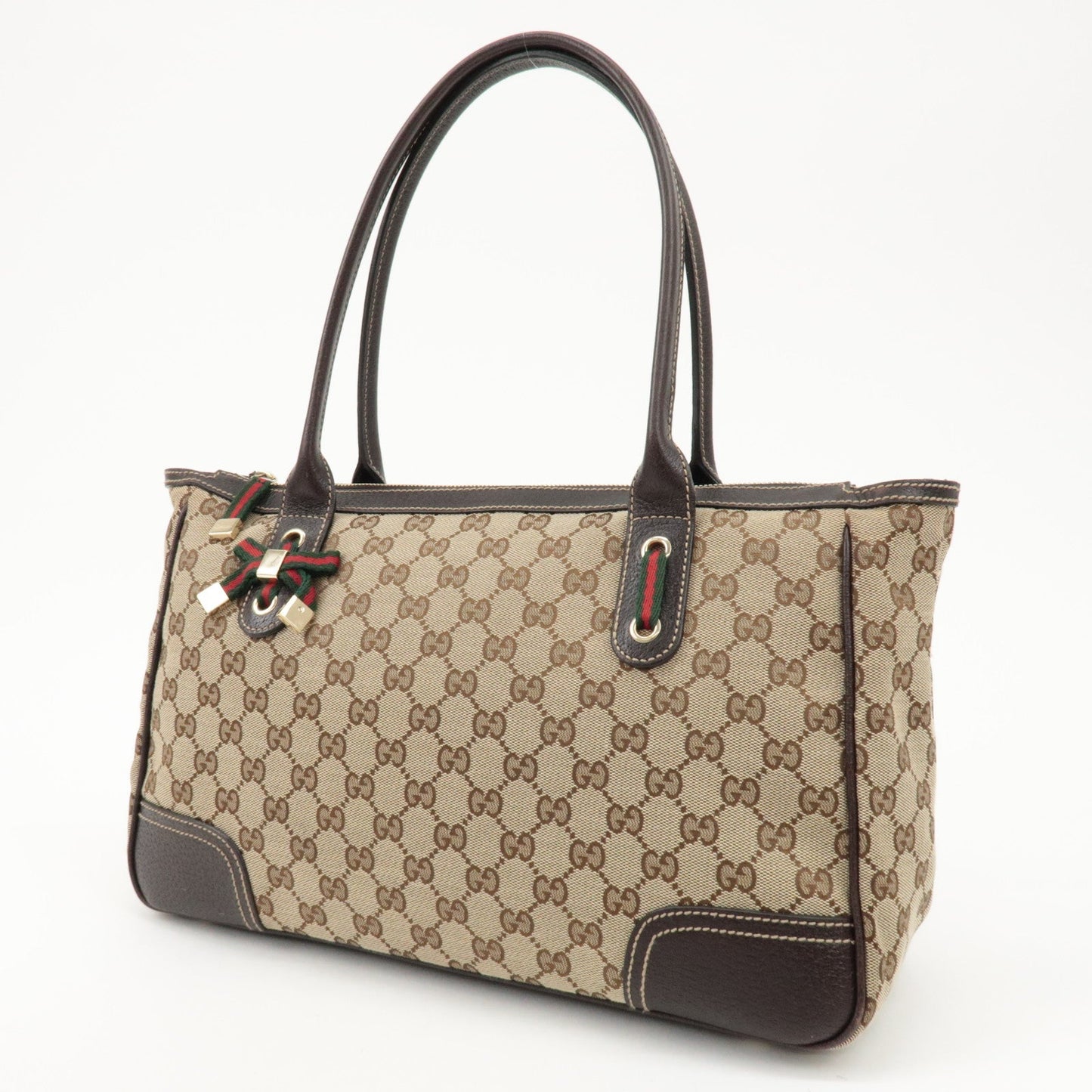 GUCCI Princy Sherry GG Canvas Leather Tote Bag Beige 177052  d