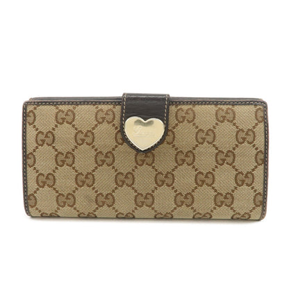 GUCCI Lovely Heart GG Canvas Leather Bi-fold Long Wallet Brown 203550  d