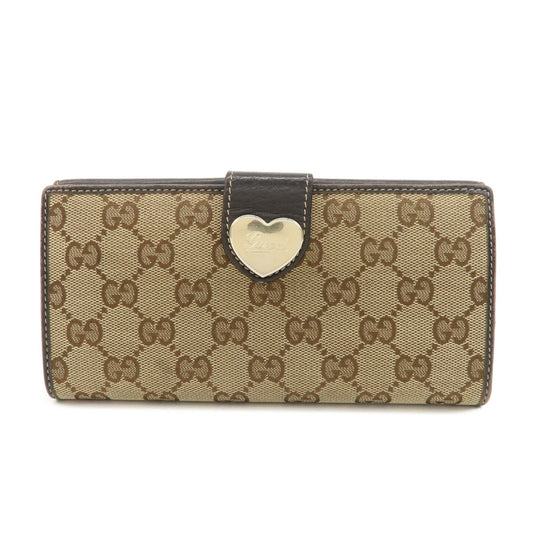 GUCCI Lovely Heart GG Canvas Leather Bi-fold Long Wallet Brown 203550  d
