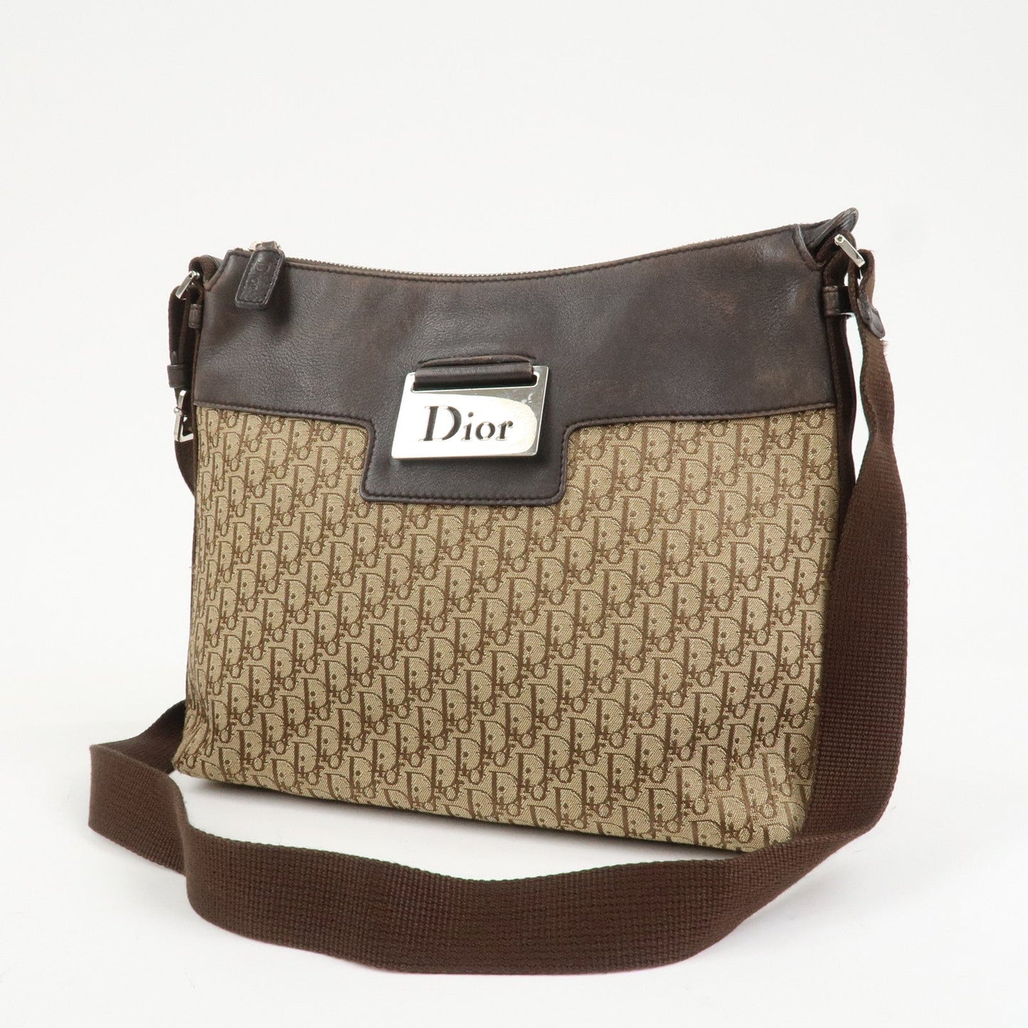 Christian Dior Street Chic Trotter Canvas Leather Shoulder Bag