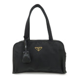 PRADA Triangle Logo Leather Nylon Hand Bag Shoulder Bag Black BR0141  d