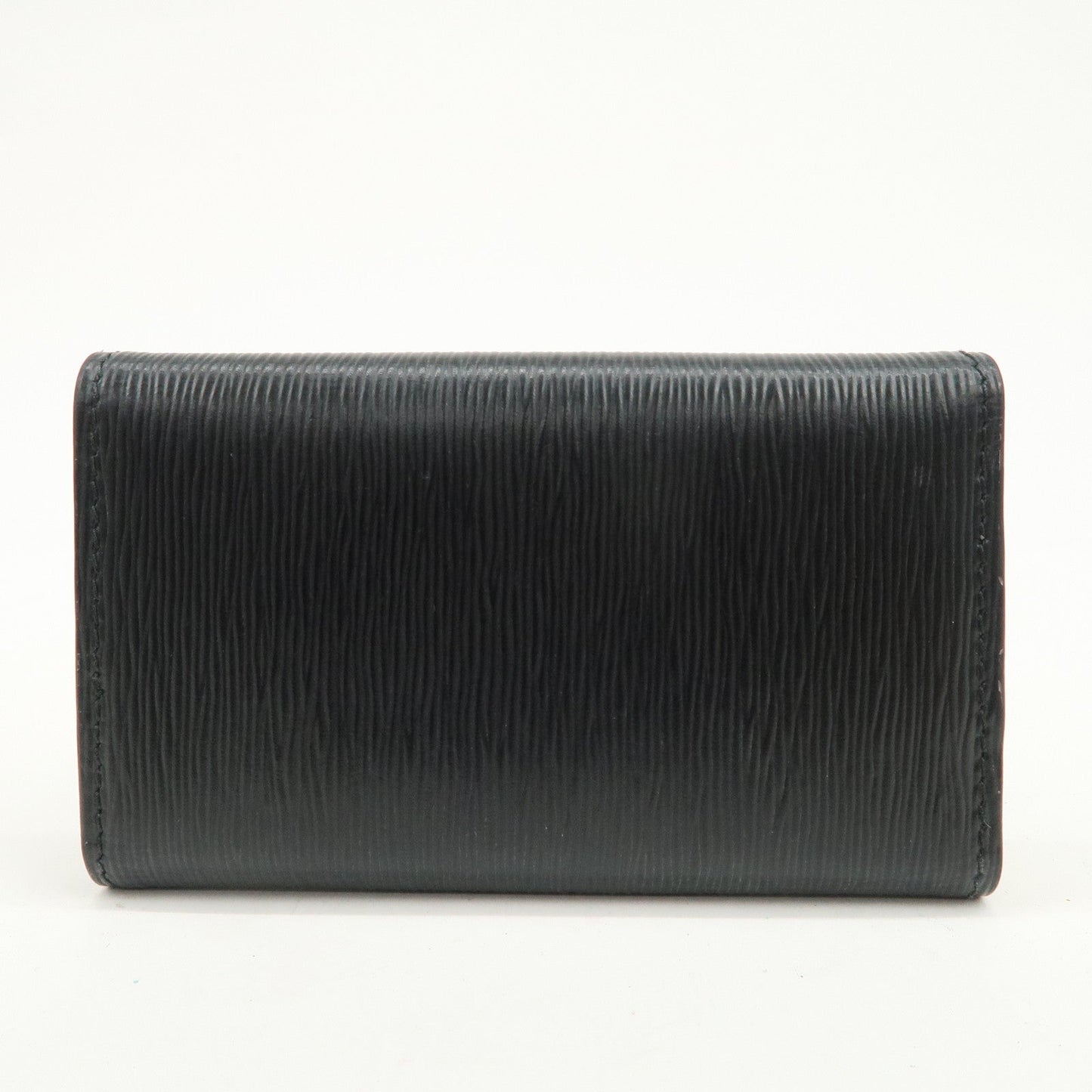 PRADA Triangle Logo Leather 6 Key Case Key Holder Black 1PG222