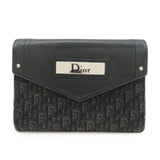 Christian Dior Trotter Leather Canvas Tri-Hold Wallet Black Silver
