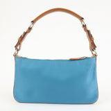 PRADA Triangle Logo Nylon Leather Shoulder Bag Blue Brown BR2205