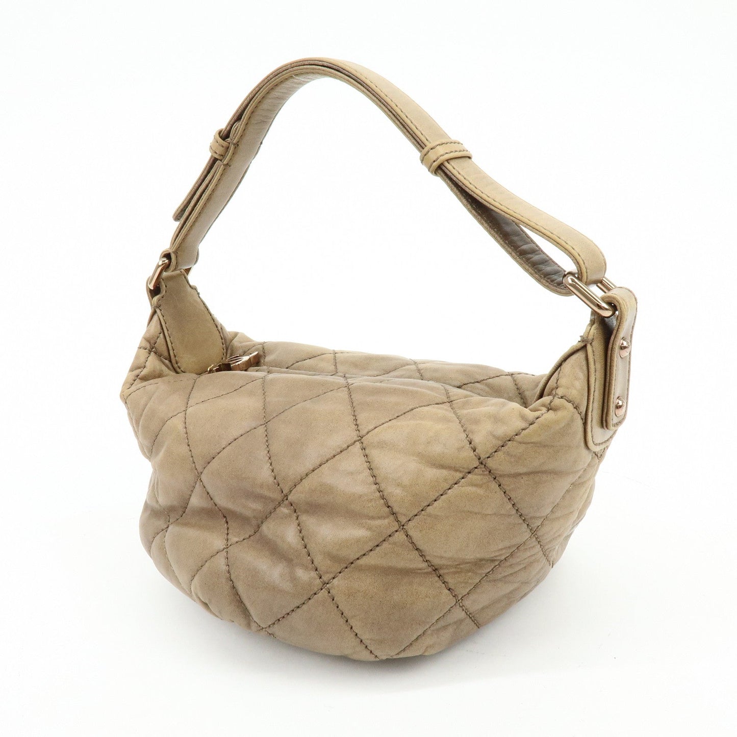 CHANEL Wild Stitch Lamb Skin Shoulder Bag Brown
