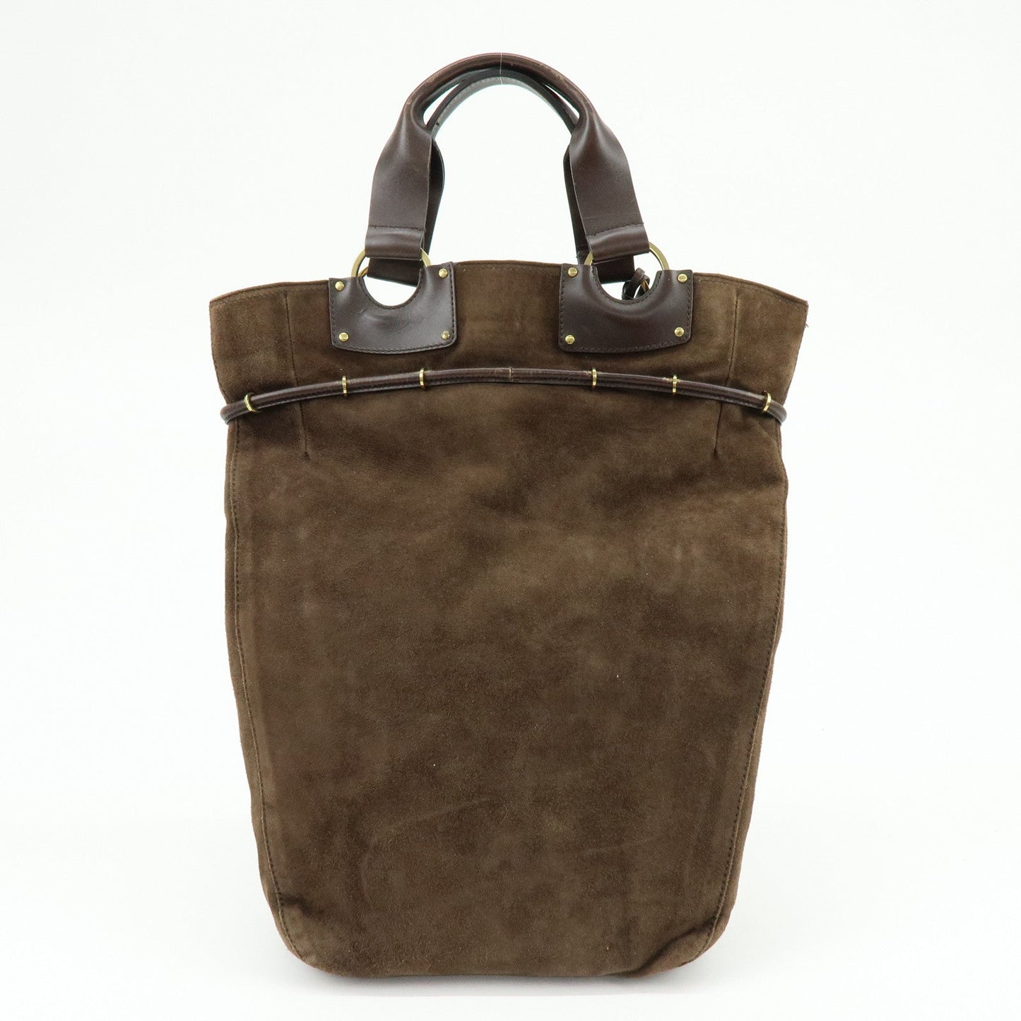 GUCCI Suede Leather Tote Bag Hand Bag Brown 95374