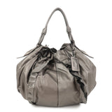 PRADA Logo Frilled Leather Shoulder Bag Hand Bag Bronze BR3993