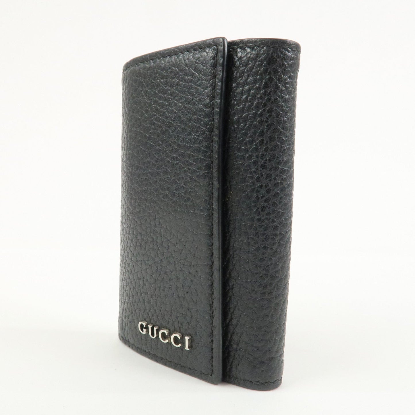 GUCCI Logo Leather 6 Rings Key Case Key Holder Black 771156