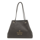 GUCCI Logo Leather Tote Bag Shoulder Bag Dark Brown 419689