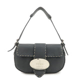FENDI Seleria Leather Hand Bag Shoulder Bag Black 8BR430