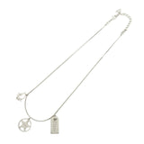 Christian Dior Logo Metal Necklace Silver Star Motif