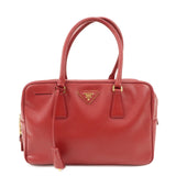 PRADA Triangle Logo Saffiano Leather Boston Bag Hand Bag Red BL0095  d