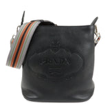 PRADA VITELLO PHENIX Calf Leather Shoulder Bag Black 1BE057  d