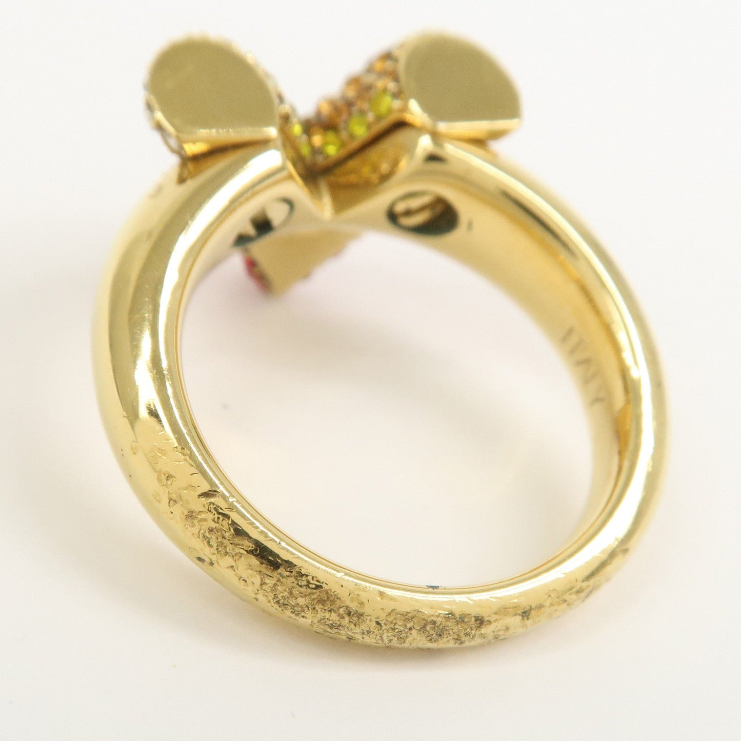 Louis Vuitton Essential V Ring Rhinestone Gold Red M62866