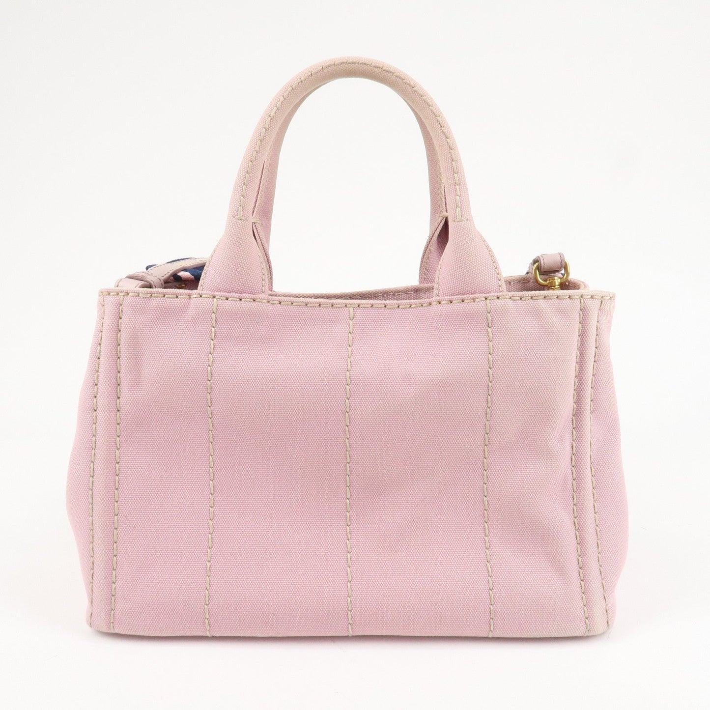PRADA Canapa Mini Denim Hand Bag Tote Bag Pink 1BG439  d