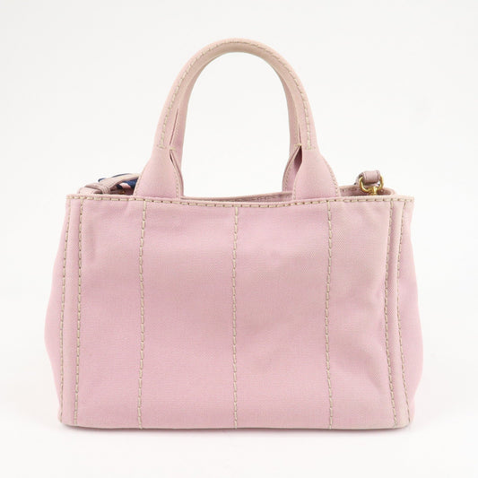 PRADA Canapa Mini Denim Hand Bag Tote Bag Pink 1BG439  d