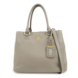 PRADA Logo Leather 2Way Bag Hand Bag Shoulder Bag Gray 1BA058