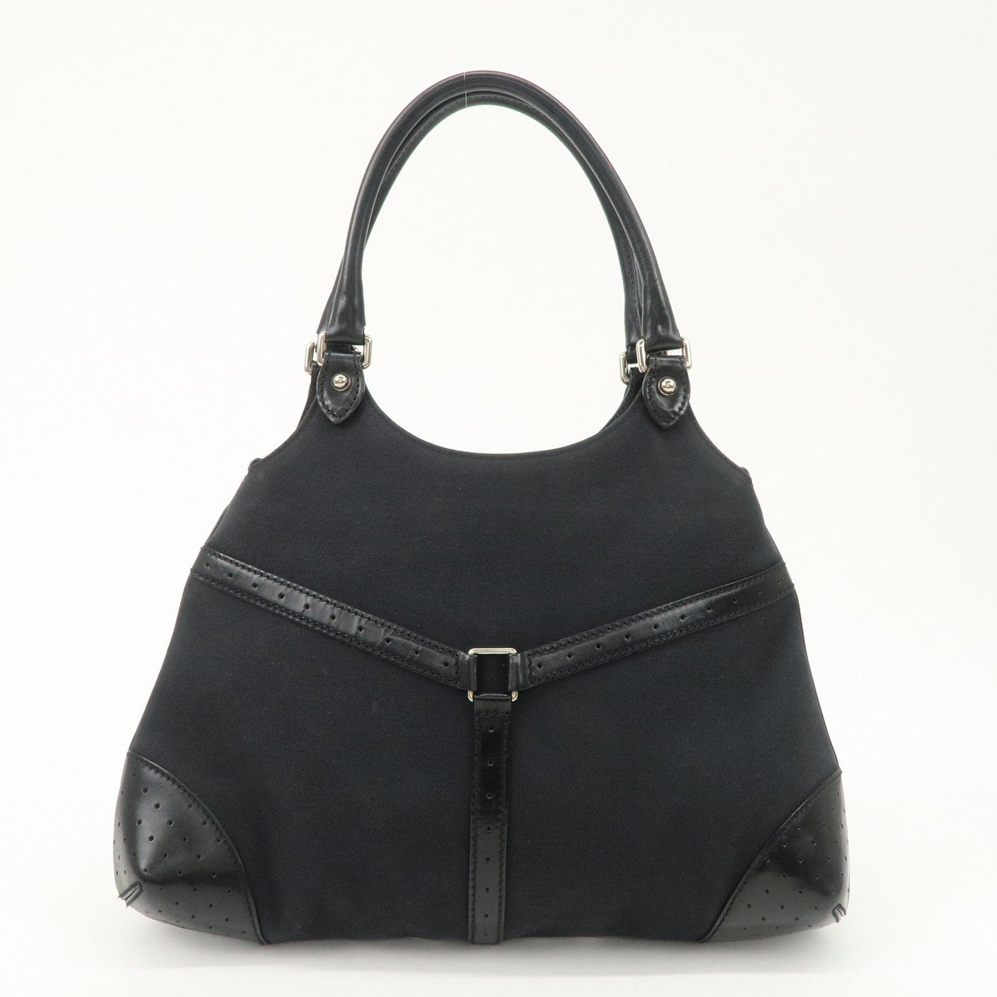 GUCCI Interlocking G Canvas Leather Hand Shoulder Bag Black 114875  d