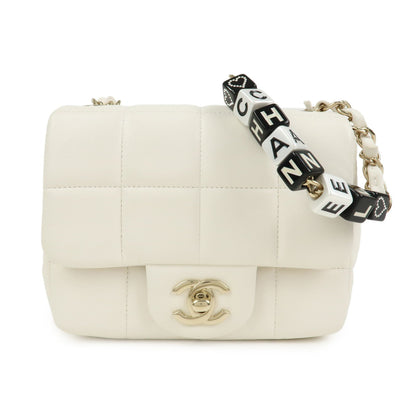CHANEL Chocolate Bar Lamb skin White Gold -