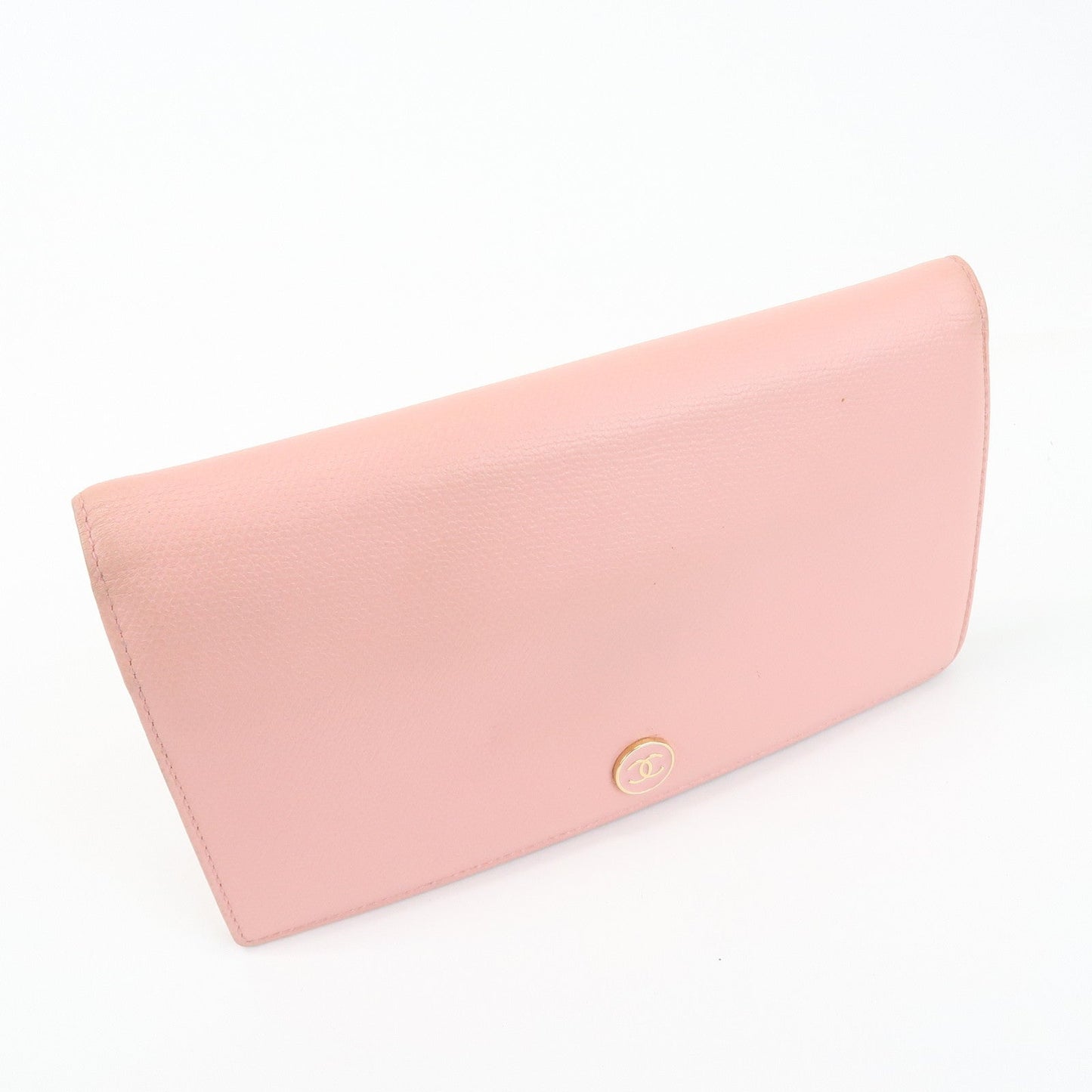CHANEL COCO Mark Leather Bi-fold Long Wallet Pink