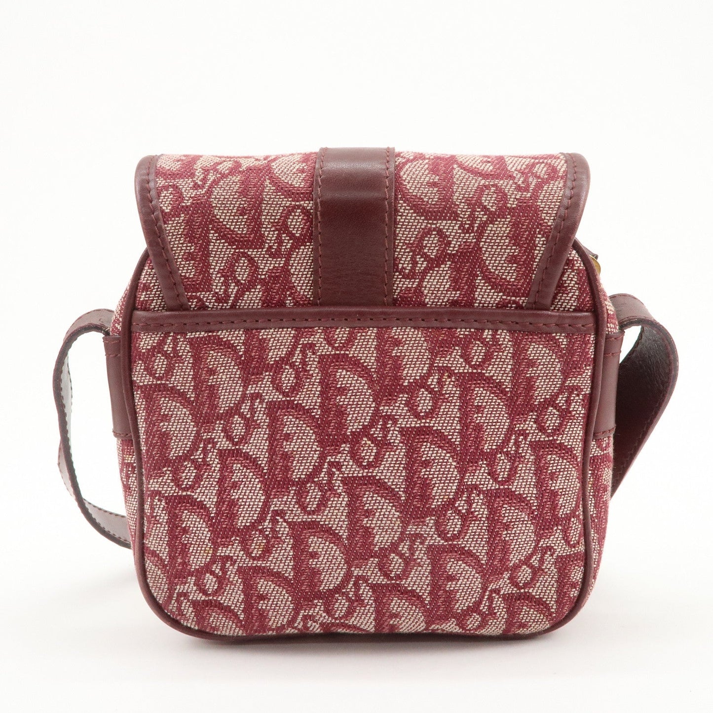 Christian Dior Trotter Jacquard Leather Shoulder Bag Burgundy