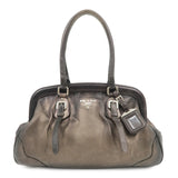 PRADA Logo Leather Shoulder Bag Hand Bag Bronze  d
