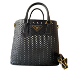 Prada Black Perforated Tote Bag