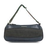 GUCCI Sherry Canvas Leather Accessory Pouch Hand Bag Navy 92820