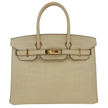 Hermès 30cm Birkin Vanille Matte Alligator Gold Hardware