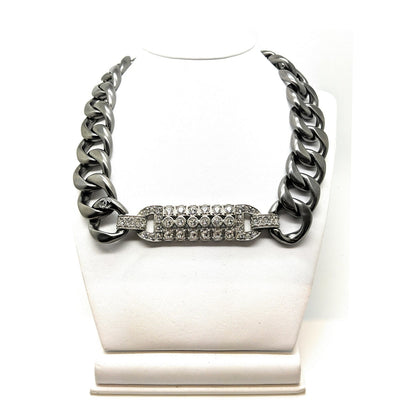 Chanel trass & Ruthenium Metal Chain Necklace