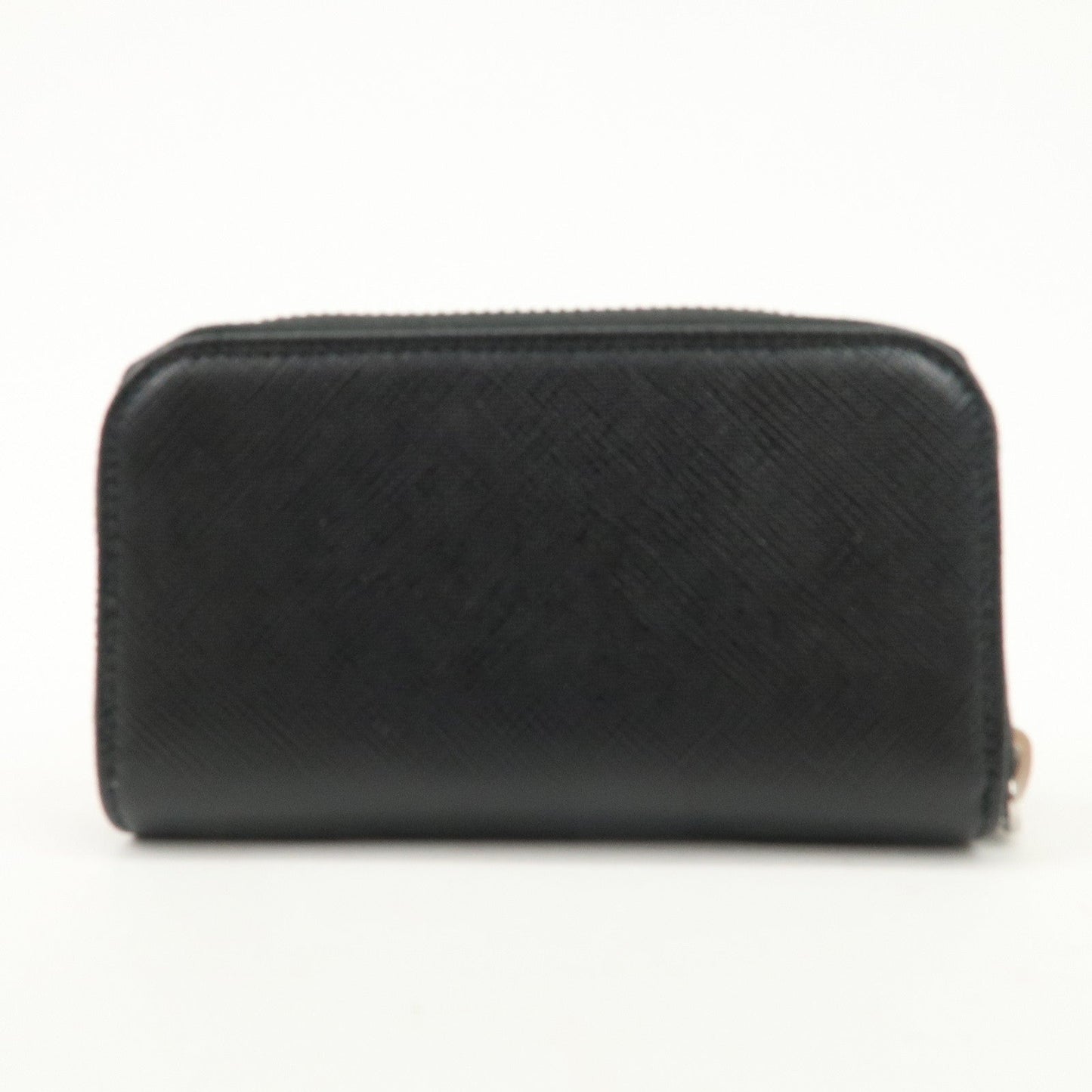 PRADA Saffiano Leather Round Zippy Key Case Black 2PG604  d